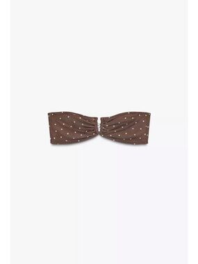 Zara Brown Polka Dot Bandeau Bikini set